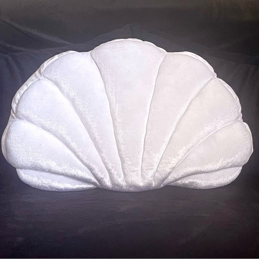 White Velvet Seashell Clamshell Decorative Throw Pillow New Home Decor